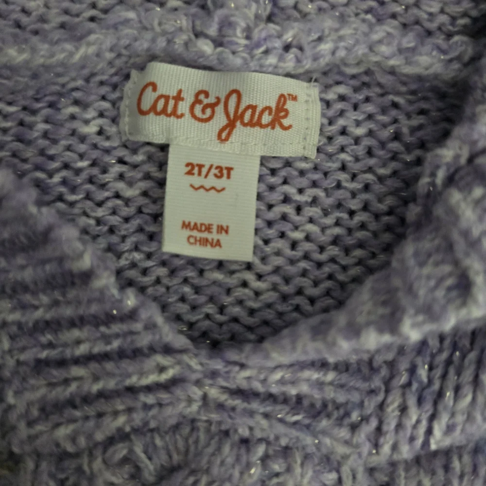 Cat & Jack lavender knit sweater with subtle shimmer
